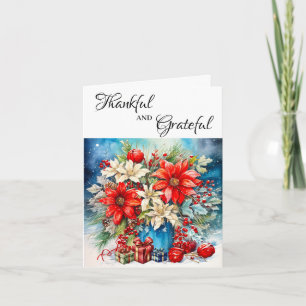 Carte de vœux Pretty Poinsettia Plant and Gifts
