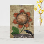 Carte de vœux primitive (Fleur jaune)