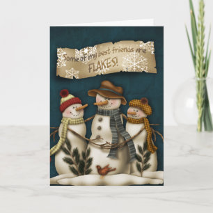 Carte de voeux primitive de Noël de bonhomme de