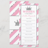 Carte de voeux, Princesse Baby shower Faux Argent (Devant / Derrière)