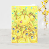 CARTE DE VOEUX PRINTEMPS MOSH PIT ROCKER CHICK Cou (Fleur jaune)