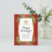 Carte de vœux professionnelle avec logo floral rou (Debout devant)