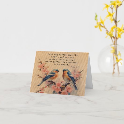 Carte de voeux Psalm 55:22 (Fleur jaune)