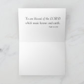 Carte de vœux Psaumes 115:15 avec fleurs bleues (Intérieur)