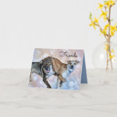 Carte de voeux Puppy Friends (Fleur jaune)
