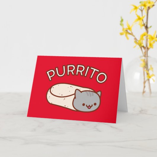Carte de voeux PURRITO Cat (Fleur jaune)