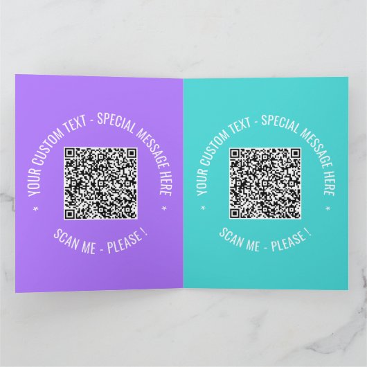 Carte de voeux QR Code Scan Info Texte et couleurs (Intérieur)