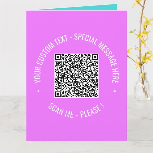 Carte de voeux QR Code Scan Info Texte et couleurs (Fleur jaune)