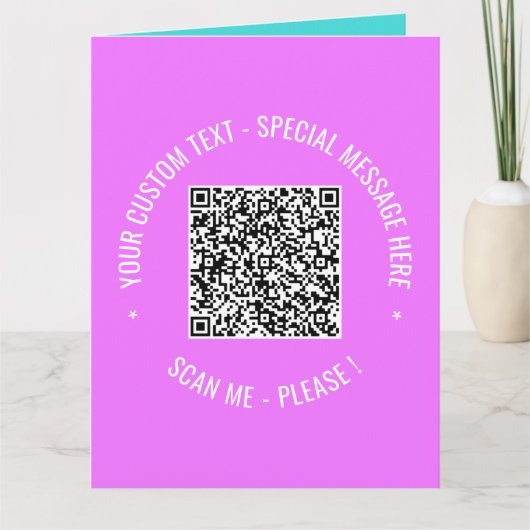 Carte de voeux QR Code Scan Info Texte et couleurs (Devant)