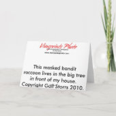 Carte de voeux : Racoon (Dos)