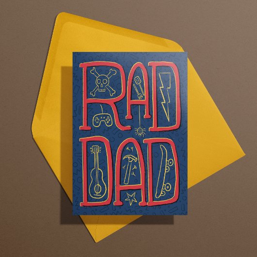 Carte de voeux Rad Papa Blue Doodle Fête des pères