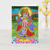 Carte de voeux Radha Krishna (Fleur jaune)
