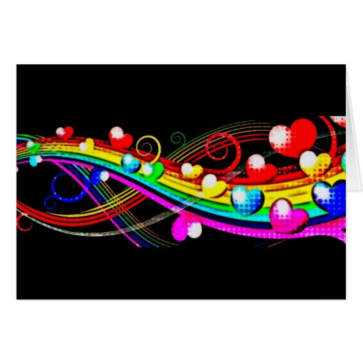 Carte de voeux Rainbow Hearts (Devant horizontal)