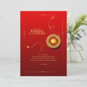 Carte de voeux Raksha Bandhan Red et Gold (Debout devant)