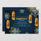Carte de voeux Ramadan bleu et or (Devant / Derrière)