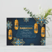 Carte de voeux Ramadan bleu et or (Debout devant)