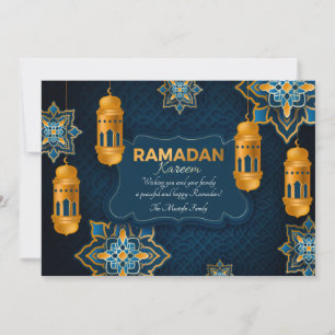 Carte de voeux Ramadan bleu et or