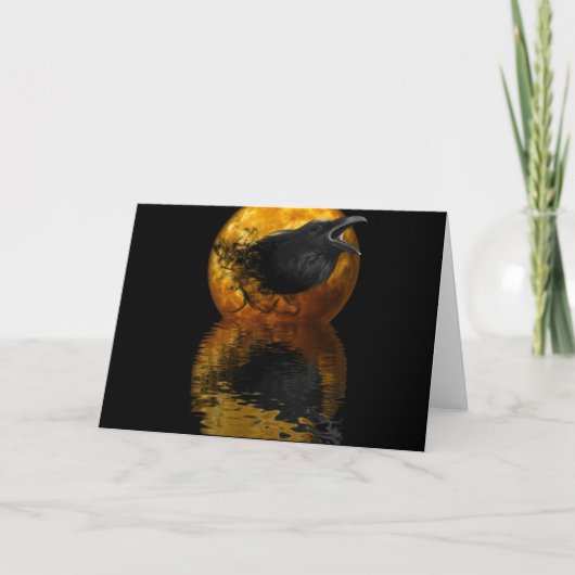 Carte de voeux Raven & Golden Moon personnalisable (Devant)
