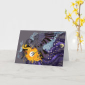 Carte de voeux Raven Sky Folklore (Fleur jaune)