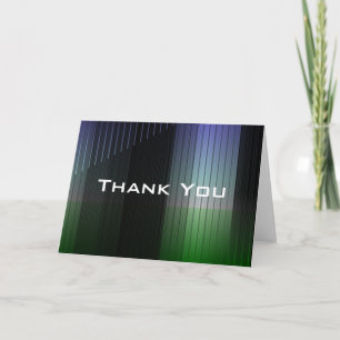 Carte de voeux rayée bleue/de vert Merci