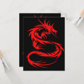 Carte de voeux Red Dragon Flat (Devant/Arrière en situation)