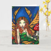 Carte de voeux "Red Haired Fairy Queen" (Fleur jaune)