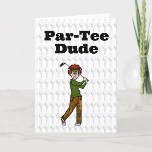 Carte de voeux Red Haired Homme Golfer