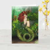 Carte de voeux Red Haired Mermaid (Fleur jaune)