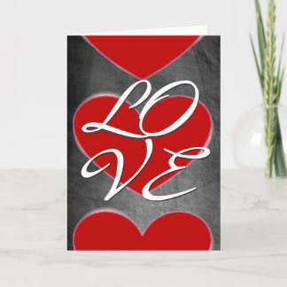 Carte de voeux Red Hearts White Script Chalkboard