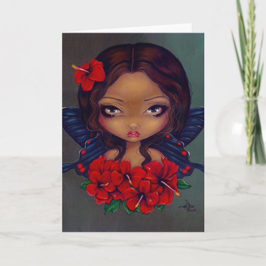 Carte de voeux "Red Hibiscus Fairy" (Devant)