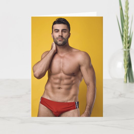Carte de vœux Red Speedo Hot Guy (Devant)