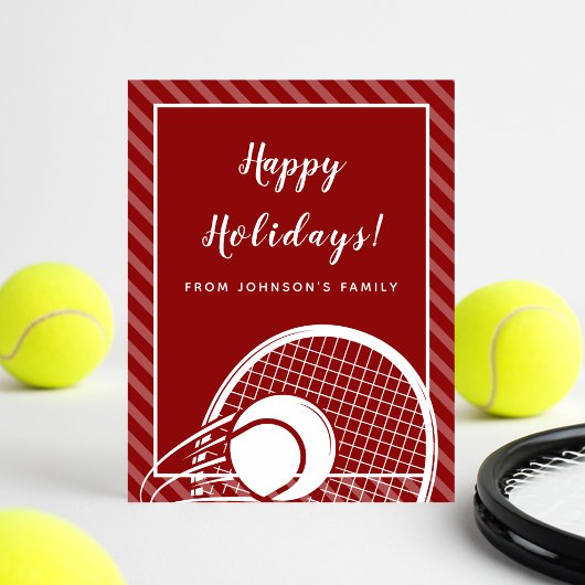 Carte de voeux Red Striped Tennis Holiday