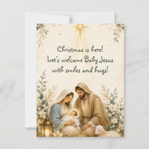 Carte de vœux religieuse de Noël Sainte Famille