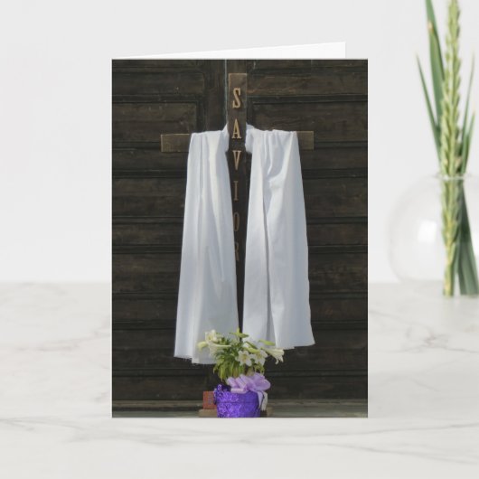 Carte de voeux religieuse de Pâques, Croix en bois (Devant)