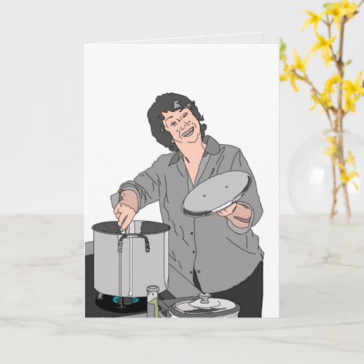 carte de voeux "remuant le pot" (Fleur jaune)