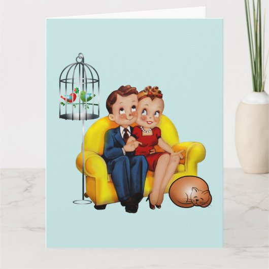 CARTE DE VOEUX RÉTRO ANNIVERSAIRE CHAT (Devant)