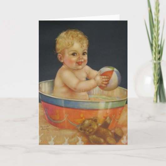 Carte de voeux Retro Baby Bath (Devant)