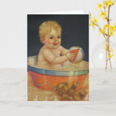 Carte de voeux Retro Baby Bath (Fleur jaune)