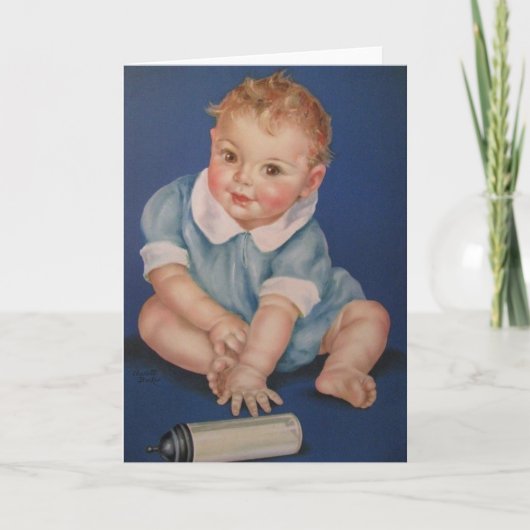 Carte de voeux Retro Baby In Blue (Devant)