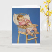 Carte de voeux Retro Baby In High Chair (Fleur jaune)