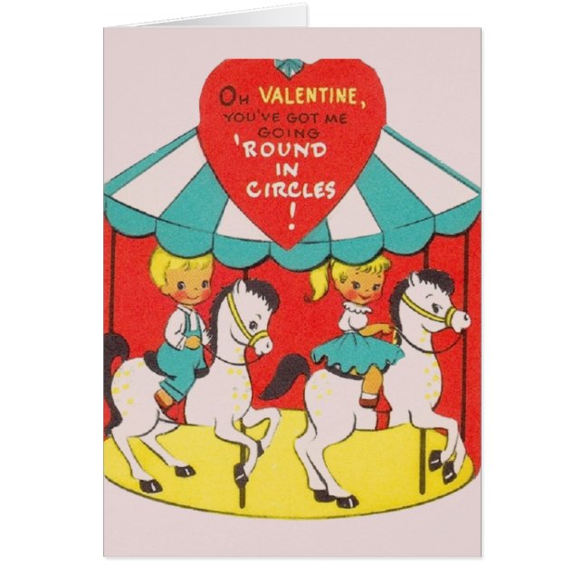 Carte de voeux Retro Carousel Valentine's Day (Devant)