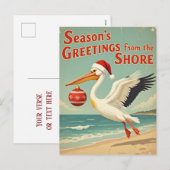Carte de vœux rétro de plage pour la saison des fê (Devant / Derrière)