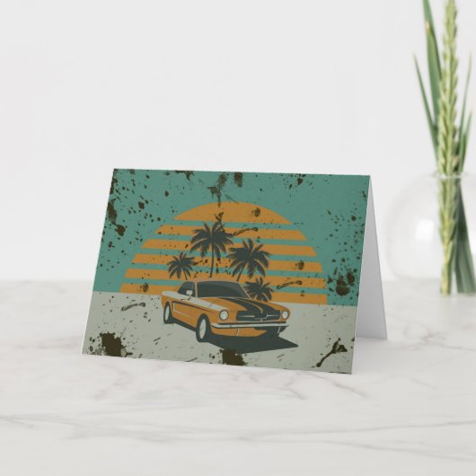 Carte de voeux Retro Design Mustang (Devant)