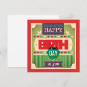 Carte de voeux Retro Happy Birthday Typography (Devant / Derrière)