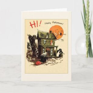 Carte de voeux Retro Haunted House Halloween