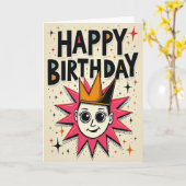 Carte de vœux rétro joyeuse (Fleur jaune)