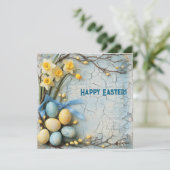 Carte de vœux rétro Joyeuses Pâques (Debout devant)