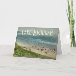 Carte de voeux Retro Lake Michigan Shoreline Beach