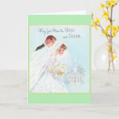 Carte de voeux Retro Mariage (Fleur jaune)