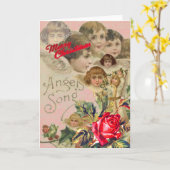 Carte de voeux RETRO NOËL ANGELS (Fleur jaune)